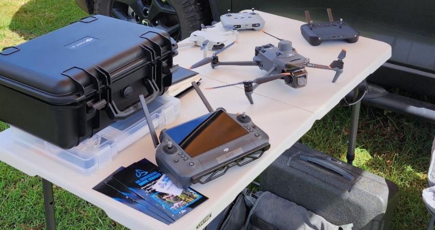 Cairns drone services equipment on display on table